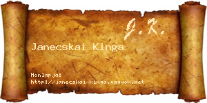 Janecskai Kinga névjegykártya